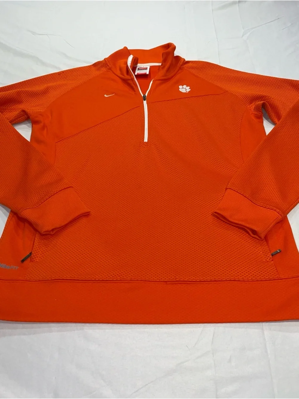 Nike Clemson Tigers Quarter Zip Pullover Orange Nike Fit Dry Youth Large 12-14